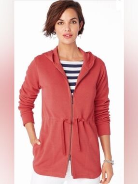 Pendleton 100% Cotton Tie Waist Hooded Sweater Double Zip Size XL